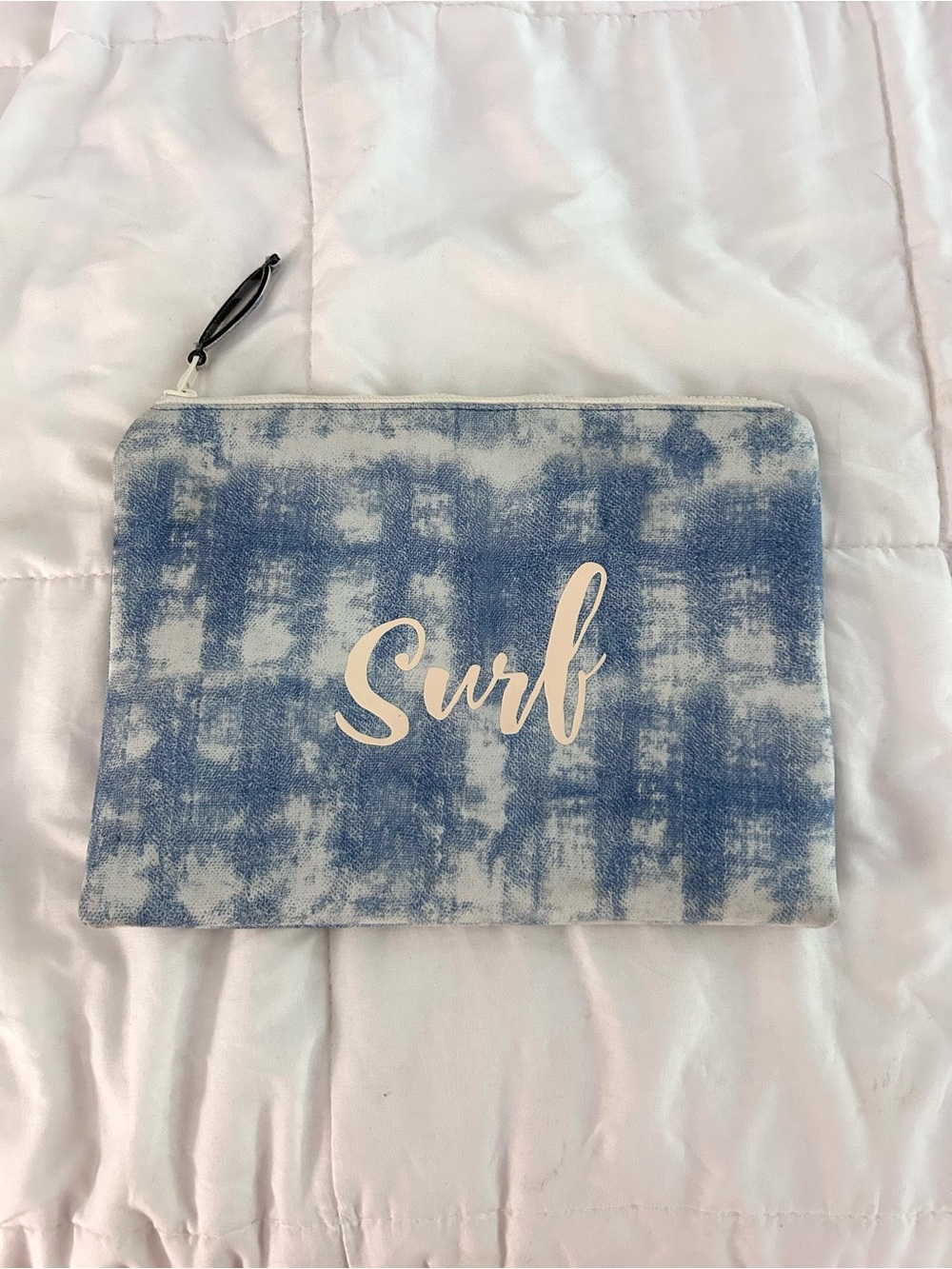 Billabong Neoprene “Surf” Zip Pouch in Blue and White